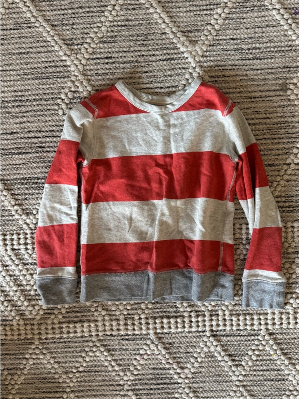 Crewcuts Red and Gray Wide-Stripe Long-Sleeve Top